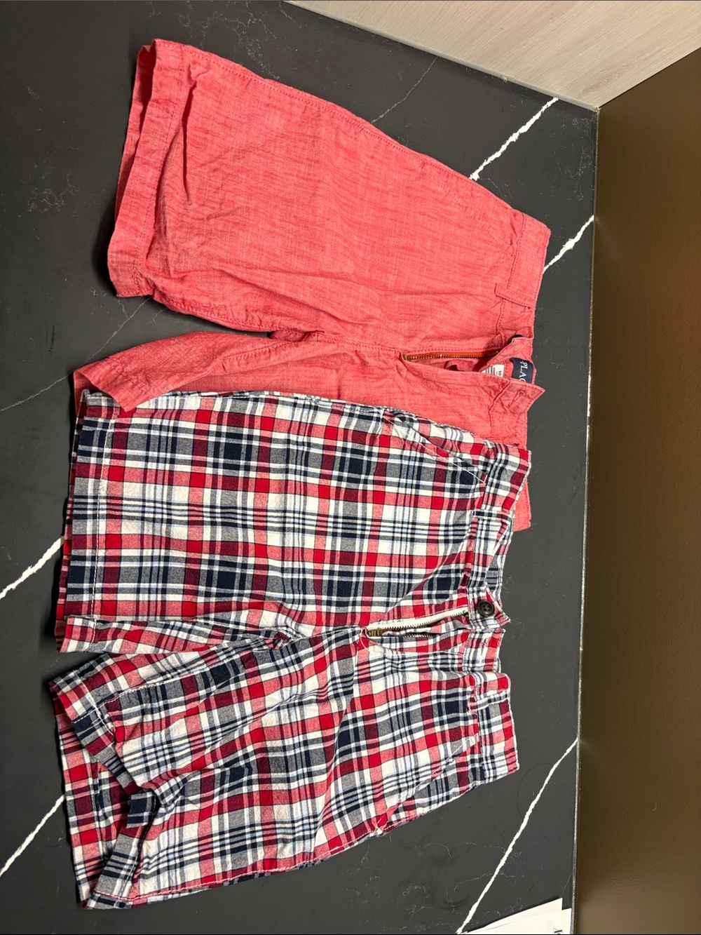 Children’s Place bundle Red/Navy/White Plaid and Red dress Shorts